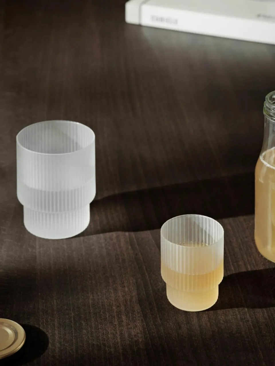 Mondgeblazen waterglazen Ripple met groefreliëf, 4-delig^ferm LIVING Outlet