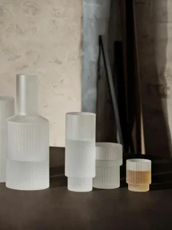 Mondgeblazen waterglazen Ripple met groefreliëf, 4-delig^ferm LIVING Outlet