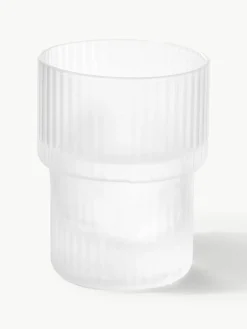 Mondgeblazen waterglazen Ripple met groefreliëf, 4-delig^ferm LIVING Outlet