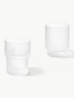 Mondgeblazen waterglazen Ripple met groefreliëf, 4-delig^ferm LIVING Outlet