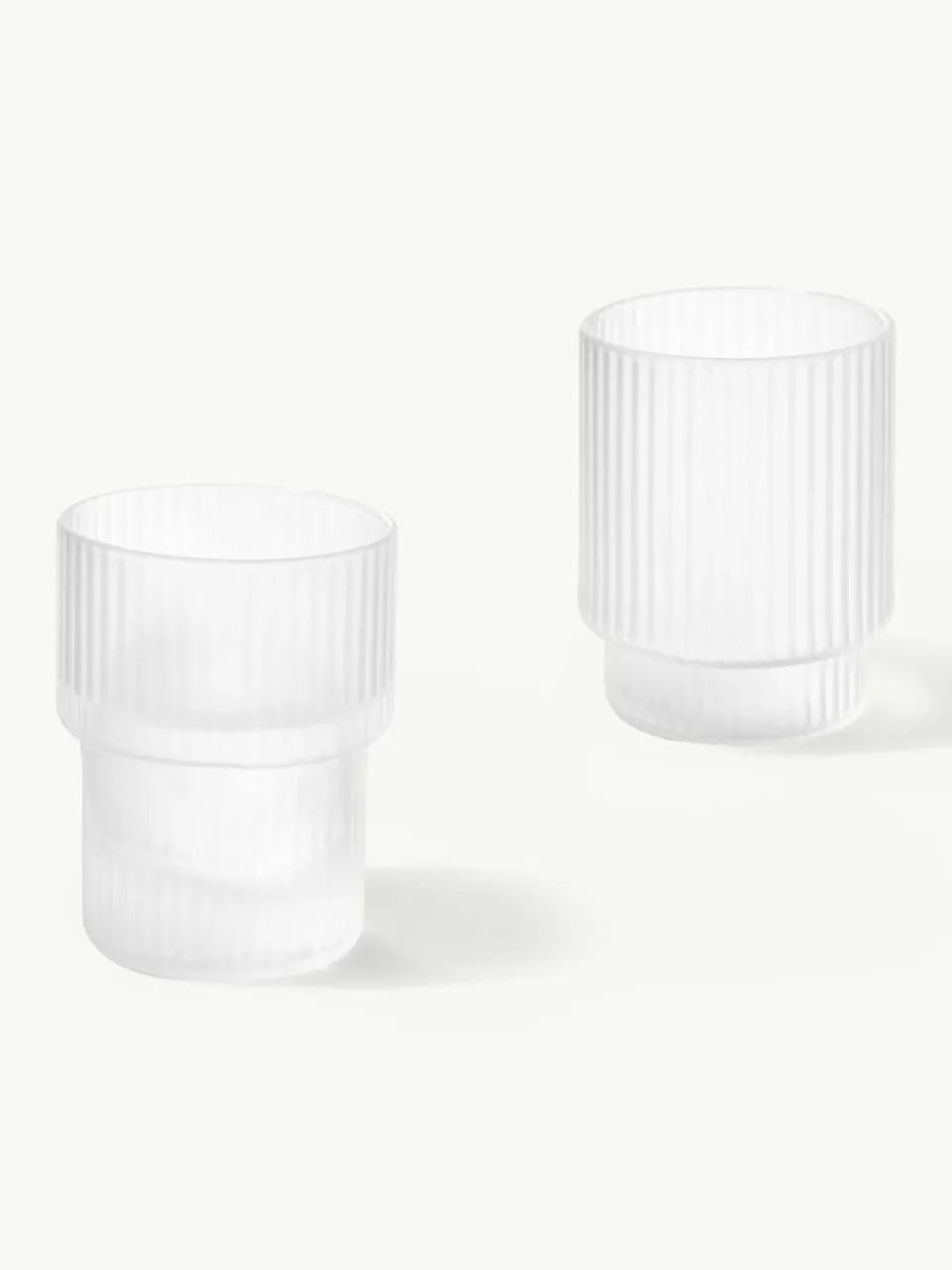 Mondgeblazen waterglazen Ripple met groefreliëf, 4-delig^ferm LIVING Outlet