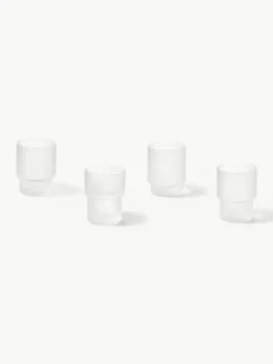 Mondgeblazen waterglazen Ripple met groefreliëf, 4-delig^ferm LIVING Outlet