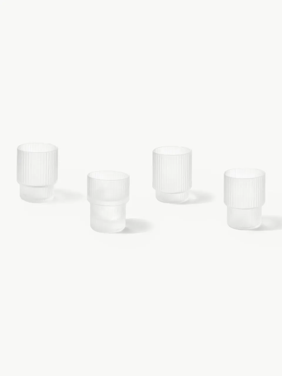 Mondgeblazen waterglazen Ripple met groefreliëf, 4-delig^ferm LIVING Outlet