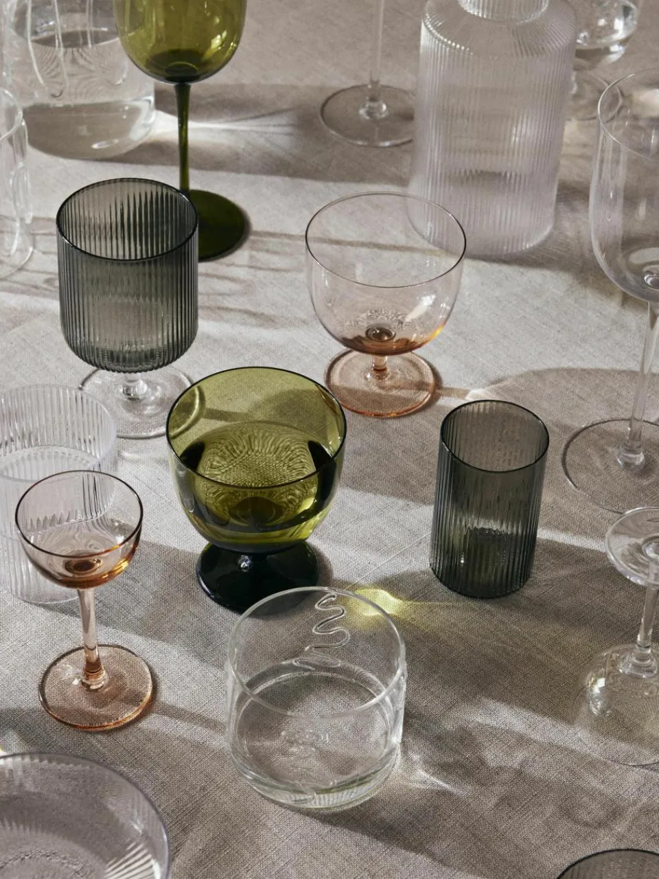 Mondgeblazen waterglazen Doodle met structuurpatroon, 2-delig^ferm LIVING New