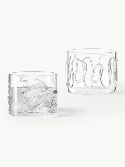 Mondgeblazen waterglazen Doodle met structuurpatroon, 2-delig^ferm LIVING New