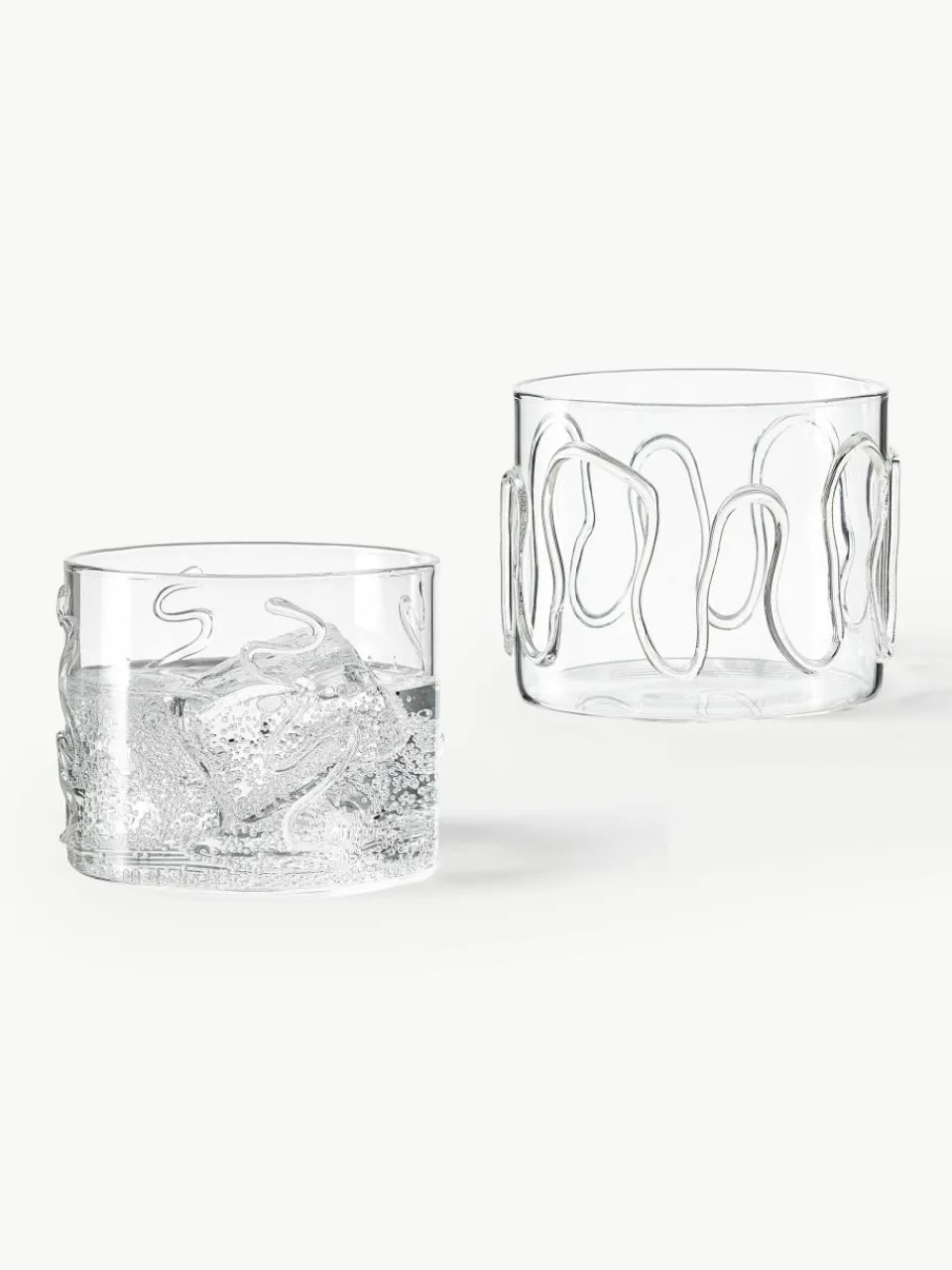 Mondgeblazen waterglazen Doodle met structuurpatroon, 2-delig^ferm LIVING New
