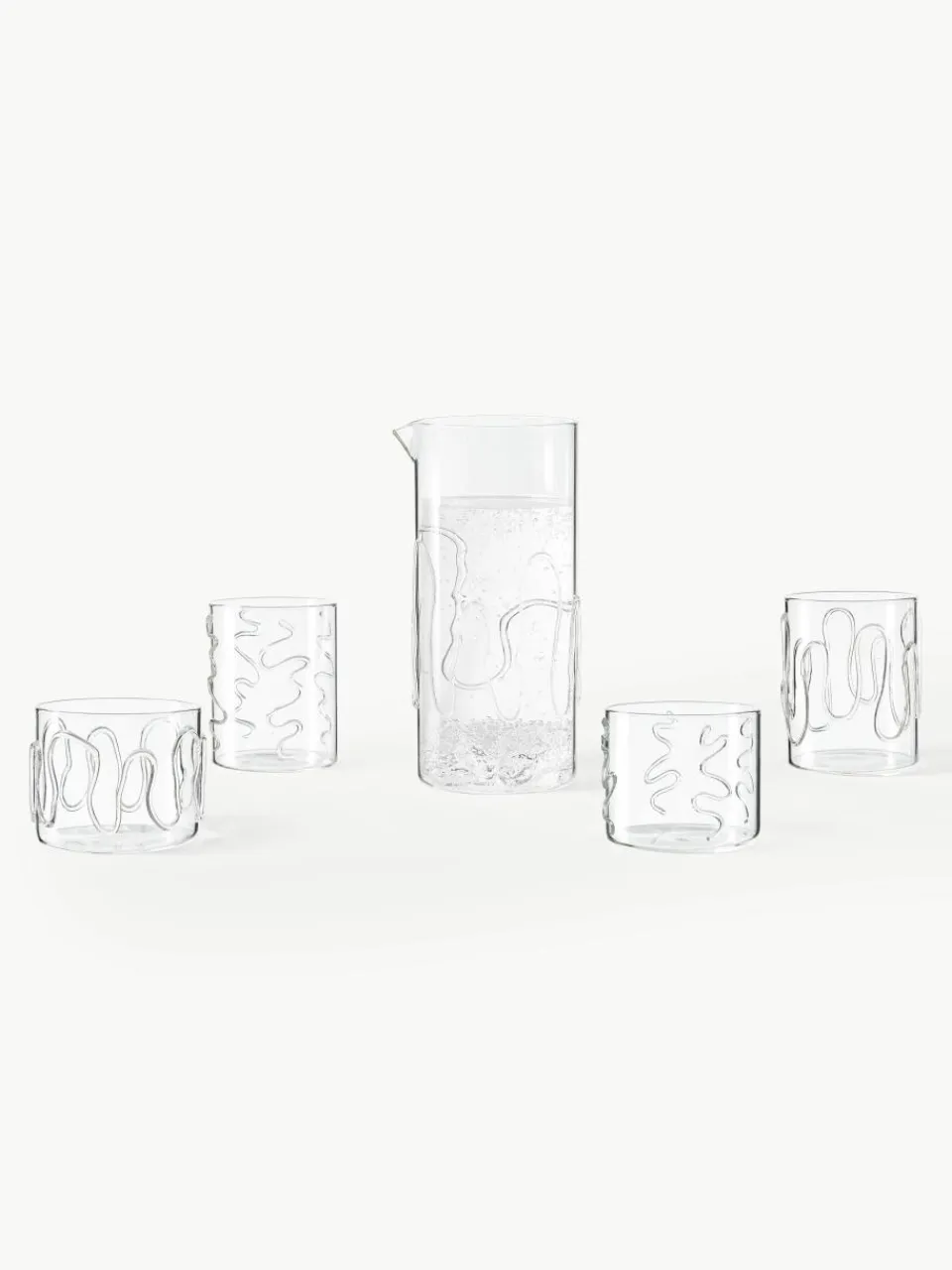 Mondgeblazen waterglazen Doodle met structuurpatroon, 2-delig^ferm LIVING New