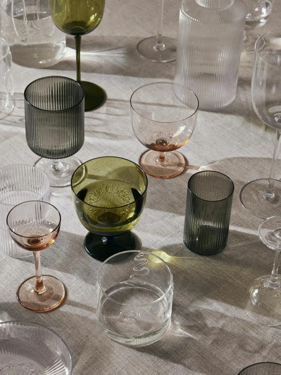 Mondgeblazen waterglazen Doodle met structuurpatroon, 2-delig^ferm LIVING New