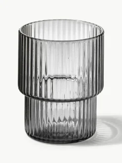 Mondgeblazen waterglazen Ripple met groefreliëf, 4-delig^ferm LIVING Outlet