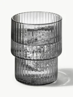 Mondgeblazen waterglazen Ripple met groefreliëf, 4-delig^ferm LIVING Outlet