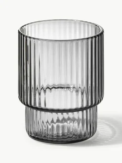 Mondgeblazen waterglazen Ripple met groefreliëf, 4-delig^ferm LIVING Outlet