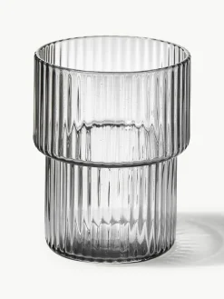 Mondgeblazen waterglazen Ripple met groefreliëf, 4-delig^ferm LIVING Outlet