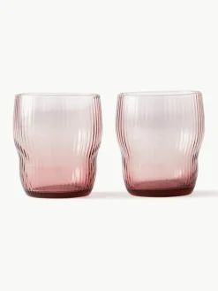 Mondgeblazen waterglazen Pum met groefstructuur, 2 stuks^Pols Potten Outlet