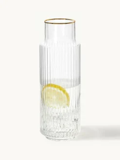Mondgeblazen waterkaraf Aleo met goudkleurige rand, 1 L^Westwing Collection Outlet