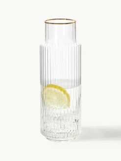 Mondgeblazen waterkaraf Aleo met goudkleurige rand, 1 L^Westwing Collection Outlet