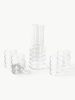 Mondgeblazen waterkaraf Bubbly met waterglazen, set van 5^Westwing Collection Outlet