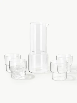 Mondgeblazen waterkaraf Gustave met waterglazen, set van 5^Westwing Collection Sale