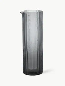 Mondgeblazen waterkaraf Ripple met groefreliëf, 1.1 L^ferm LIVING Best