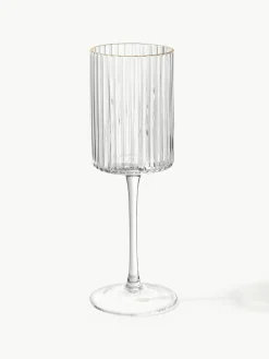 Mondgeblazen wijnglazen Aleo met goudkleurige rand, 4 stuks^Westwing Collection Clearance
