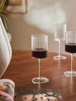 Mondgeblazen wijnglazen Aleo met goudkleurige rand, 4 stuks^Westwing Collection Clearance