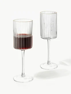 Mondgeblazen wijnglazen Aleo met goudkleurige rand, 4 stuks^Westwing Collection Clearance