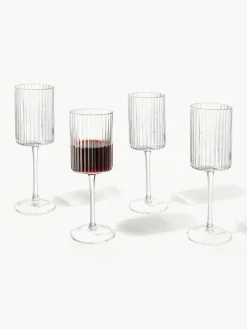 Mondgeblazen wijnglazen Aleo met goudkleurige rand, 4 stuks^Westwing Collection Clearance