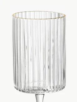 Mondgeblazen wijnglazen Aleo met goudkleurige rand, 4 stuks^Westwing Collection Clearance