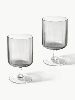 Mondgeblazen wijnglazen Ripple met groefreliëf, 2 stuks^ferm LIVING Sale
