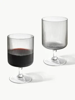 Mondgeblazen wijnglazen Ripple met groefreliëf, 2 stuks^ferm LIVING Sale
