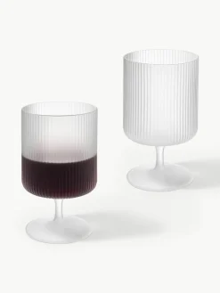 Mondgeblazen wijnglazen Ripple met groefreliëf, 2 stuks^ferm LIVING Discount