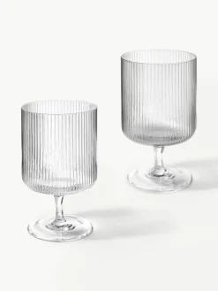 Mondgeblazen wijnglazen Ripple met groefreliëf, 2 stuks^ferm LIVING Outlet