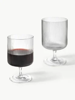 Mondgeblazen wijnglazen Ripple met groefreliëf, 2 stuks^ferm LIVING Outlet