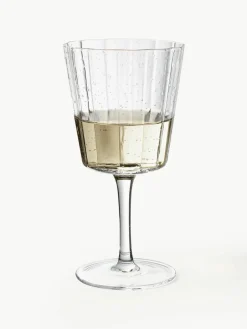 Mondgeblazen wijnglazen Scallop Glasses met groefstructuur, 4 stuks^Westwing Collection Fashion