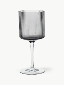 Mondgeblazen witte wijnglazen Ripple met groefreliëf, 2 stuks^ferm LIVING Clearance