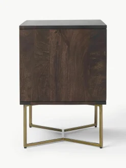 Nachtkastje Luca van mangohout met visgraat-patroon^Westwing Collection Outlet