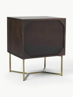 Nachtkastje Luca van mangohout met visgraat-patroon^Westwing Collection Outlet