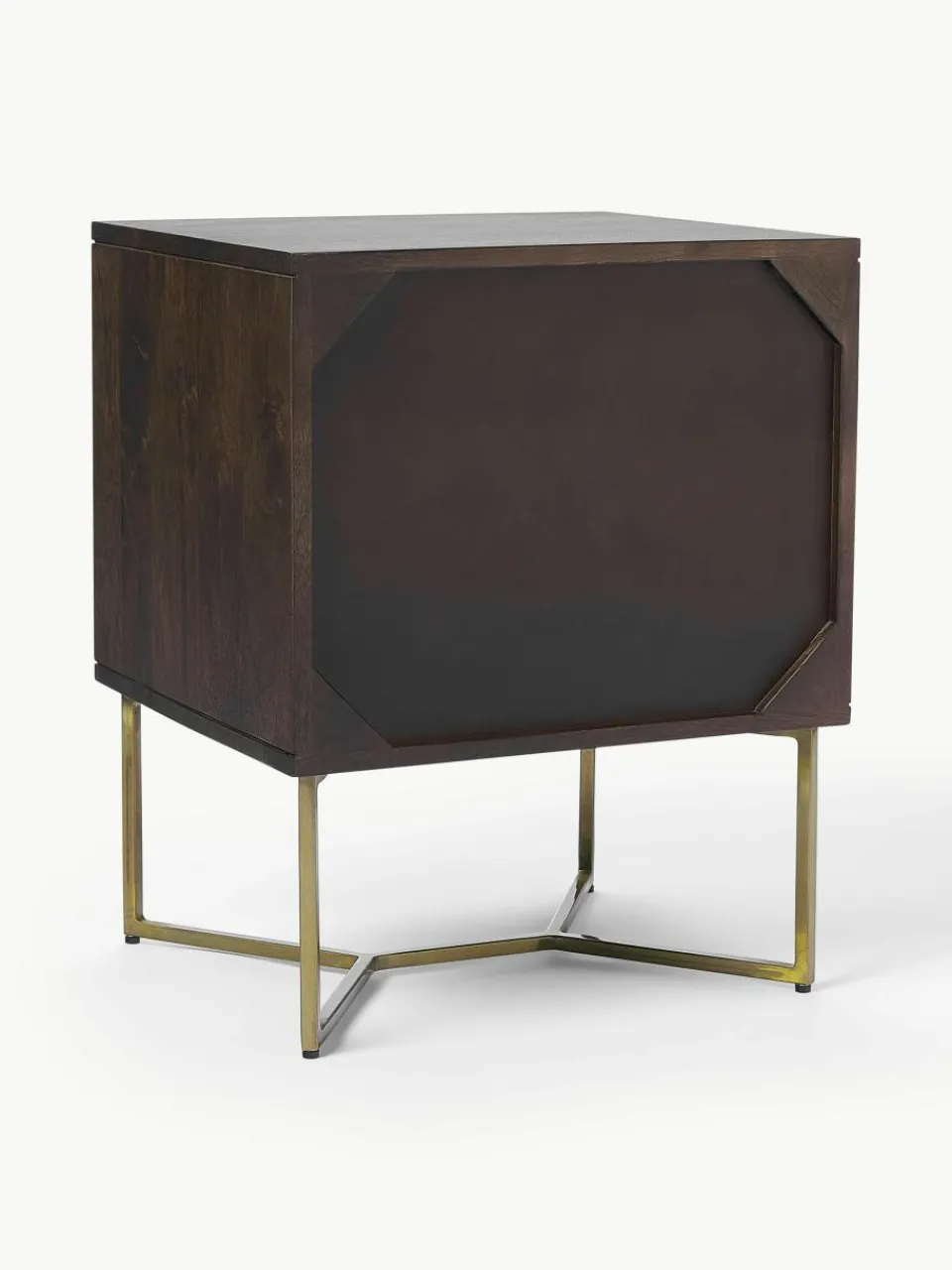 Nachtkastje Luca van mangohout met visgraat-patroon^Westwing Collection Outlet