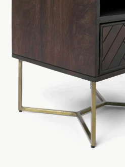 Nachtkastje Luca van mangohout met visgraat-patroon^Westwing Collection Outlet