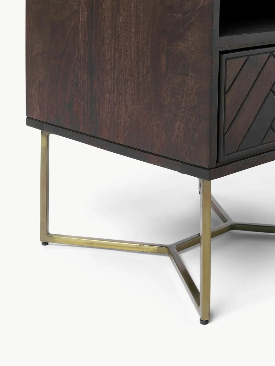 Nachtkastje Luca van mangohout met visgraat-patroon^Westwing Collection Outlet