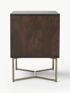Nachtkastje Luca van mangohout met visgraat-patroon^Westwing Collection New