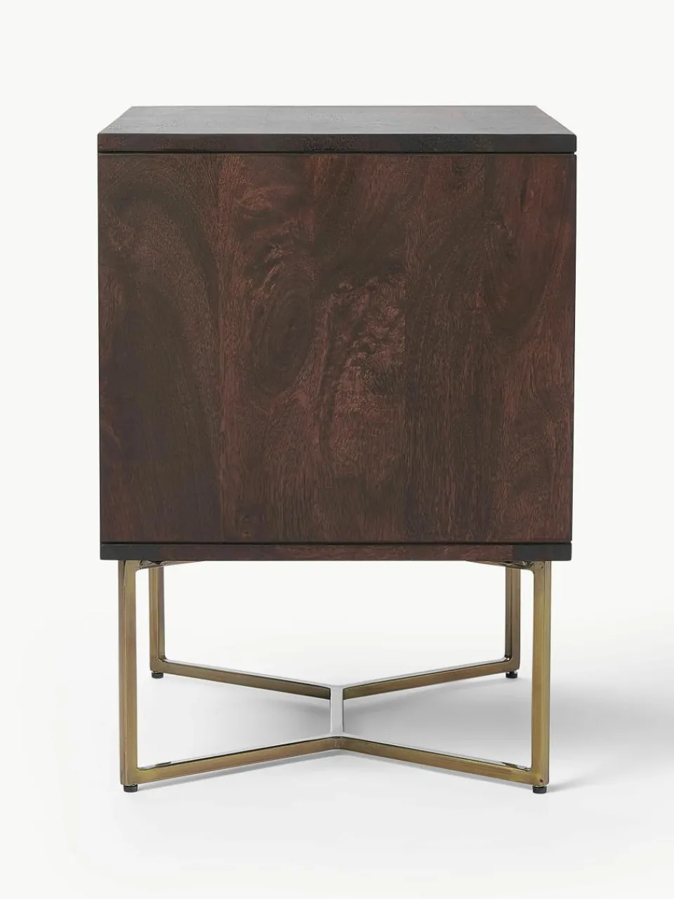 Nachtkastje Luca van mangohout met visgraat-patroon^Westwing Collection New