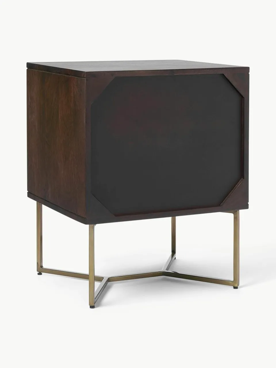 Nachtkastje Luca van mangohout met visgraat-patroon^Westwing Collection New