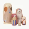 Nestpoppen Critter van Schima Superba hout, set van 5^ferm LIVING Kids New