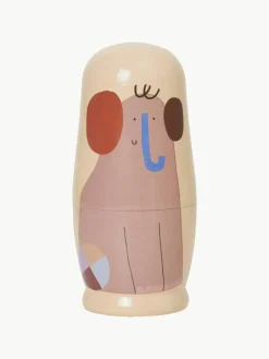 Nestpoppen Critter van Schima Superba hout, set van 5^ferm LIVING Kids New
