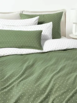 Omkeerbaar flanellen dekbedovertrek Betty, met stippels^Westwing Collection Hot