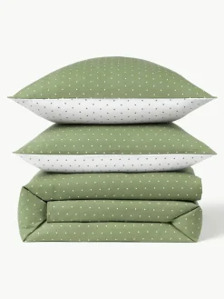 Omkeerbaar flanellen dekbedovertrek Betty, met stippels^Westwing Collection Hot