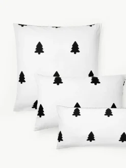 Omkeerbare flanellen kussenhoes Noan met kerstboommotief^Westwing Collection New