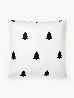 Omkeerbare flanellen kussenhoes Noan met kerstboommotief^Westwing Collection New