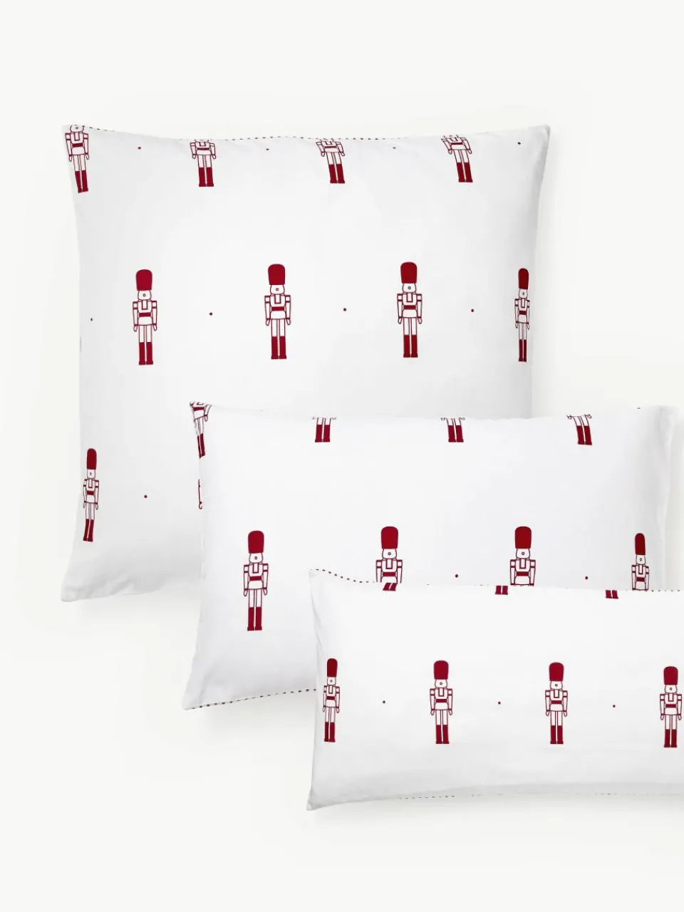 Omkeerbare flanellen kussenhoes Noan met notenkrakermotief^Westwing Collection Sale