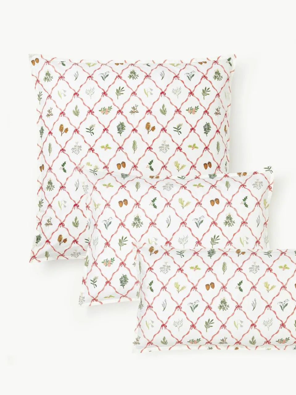 Omkeerbare katoenen perkale kussenhoes Twigs met winterse prints^Westwing Collection Outlet